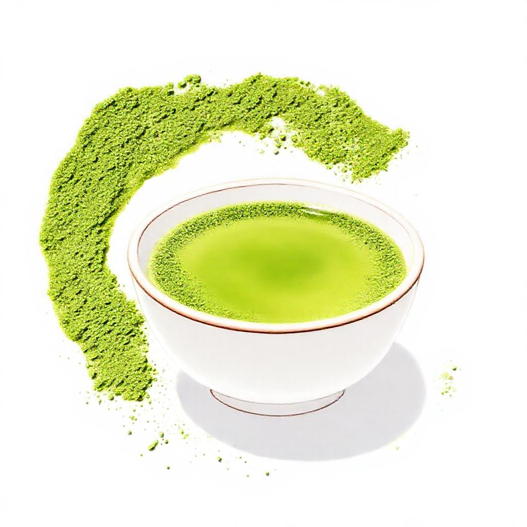 Matcha v misce s bambusovou metličkou